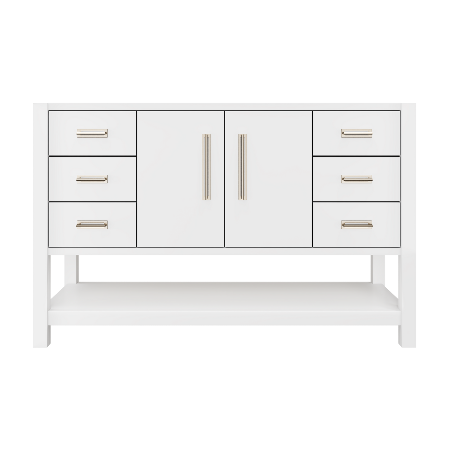 Kiawah Single Extra-Wide Bath Vanity 54in Pure White Satin Nickel