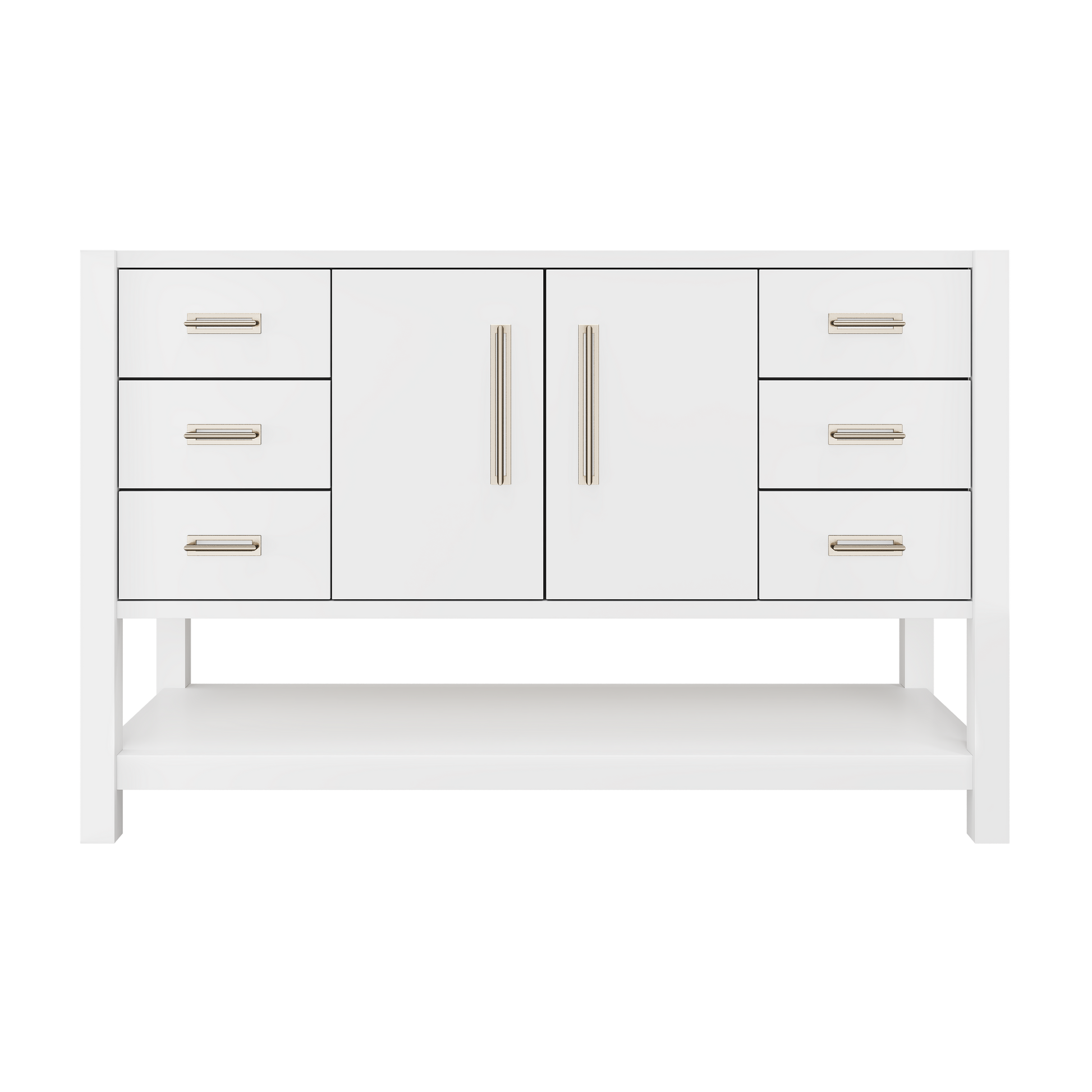 Kiawah Single Extra-Wide Bath Vanity 54in Pure White Satin Nickel