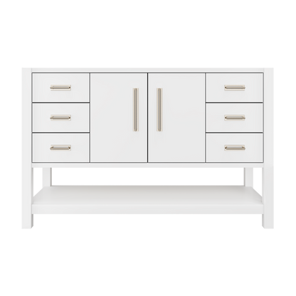 Kiawah Single Extra-Wide Bath Vanity 54in Pure White Satin Nickel