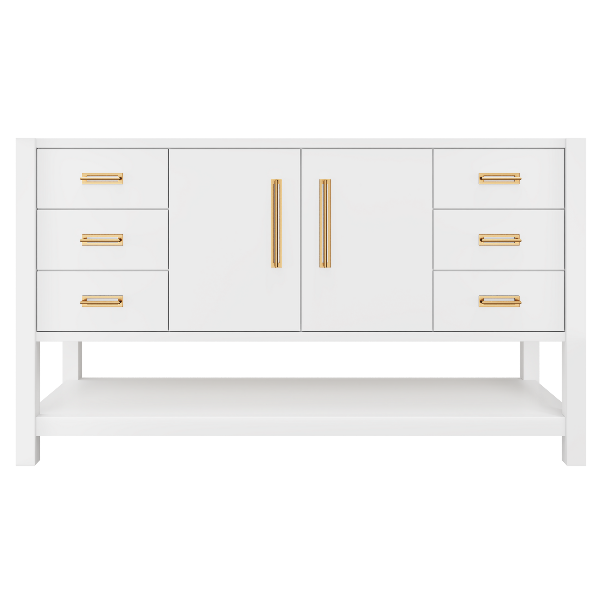 Kiawah Single Extra-Wide Bath Vanity 60in Pure White Satin Gold