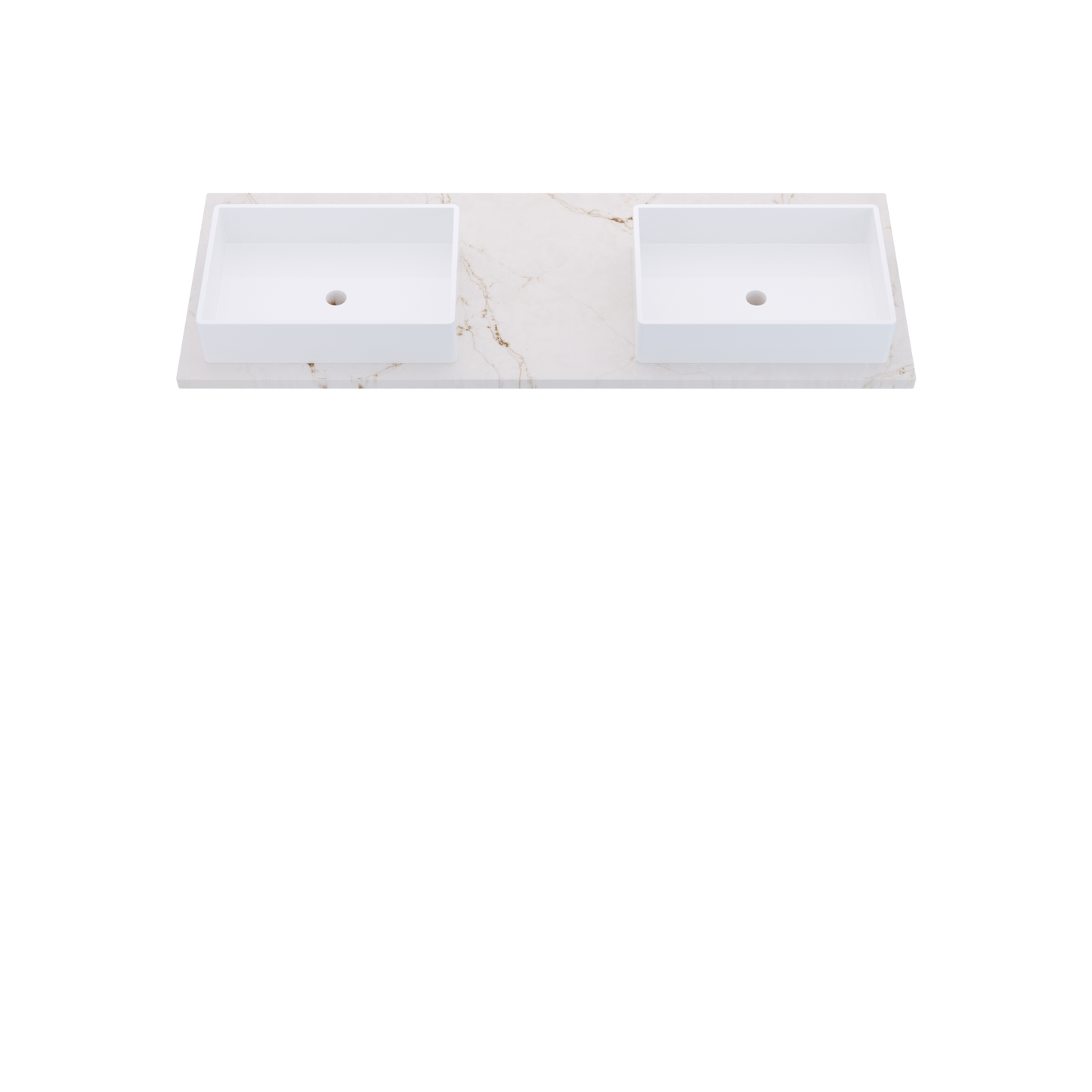 61" Vanderloc Silestone® Quartz Bathroom Vanity Top | Double Vigo Sink | Offset in Versailles Ivory