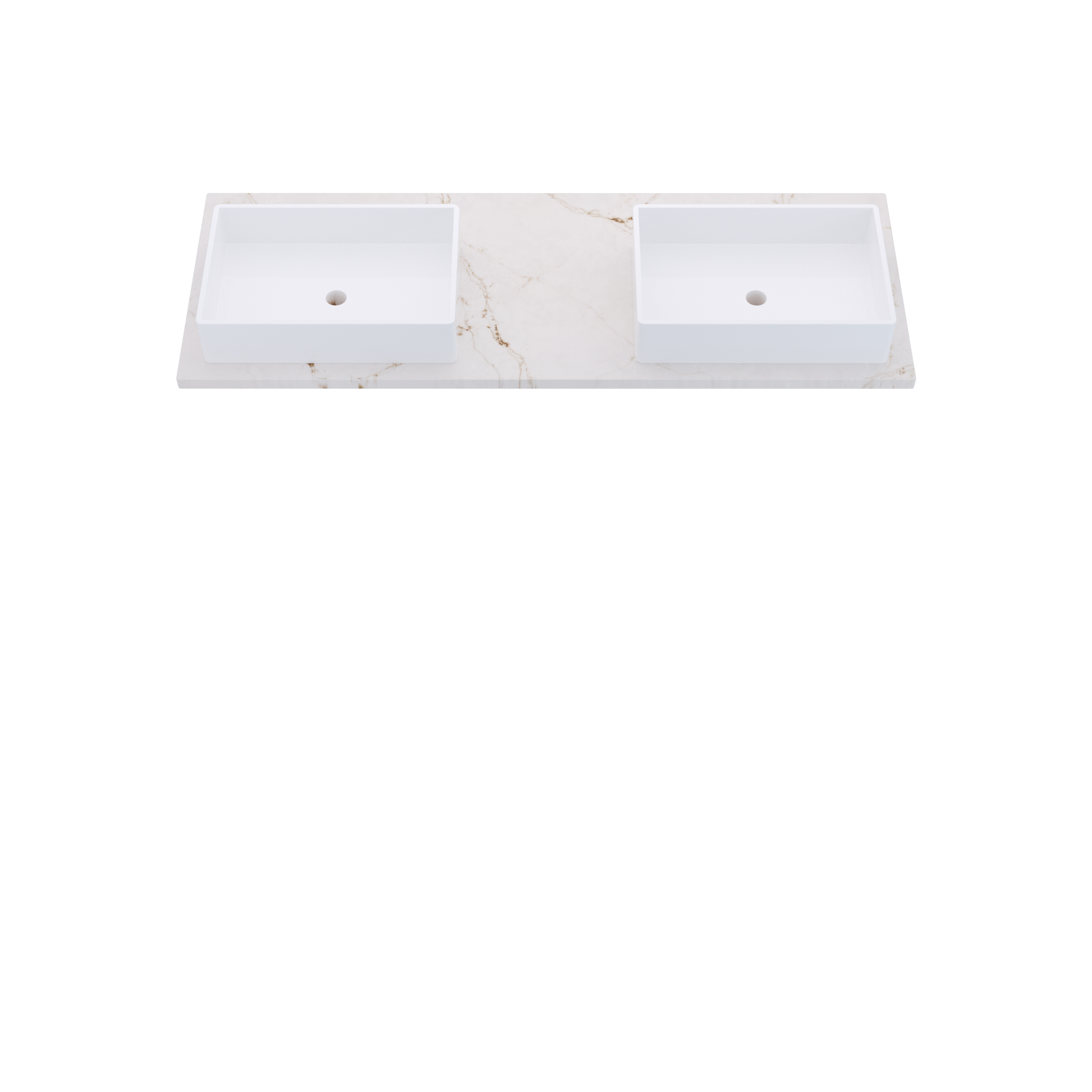 61" Vanderloc Silestone® Quartz Bathroom Vanity Top | Double Vigo Sink | Offset in Versailles Ivory