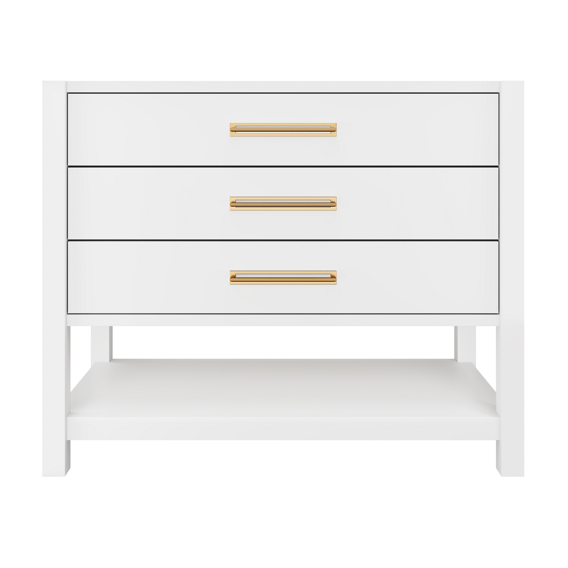 Kiawah 3-Drawer Single Bath Vanity 42in Pure White Satin Gold