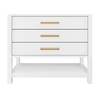 Kiawah 3-Drawer Single Bath Vanity 42in Pure White Satin Gold