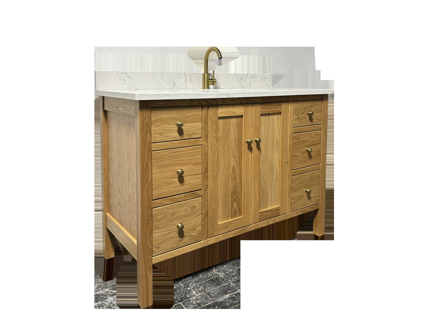 Trusty Wood California Bathroom Vanity 42" with Two Doors and Six Drawers
