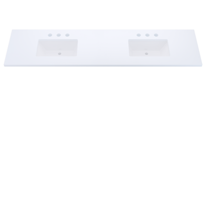 85" Vanderloc Silestone® Quartz Bathroom Vanity Top | Double Rectangle Sink | Centered in Miami White