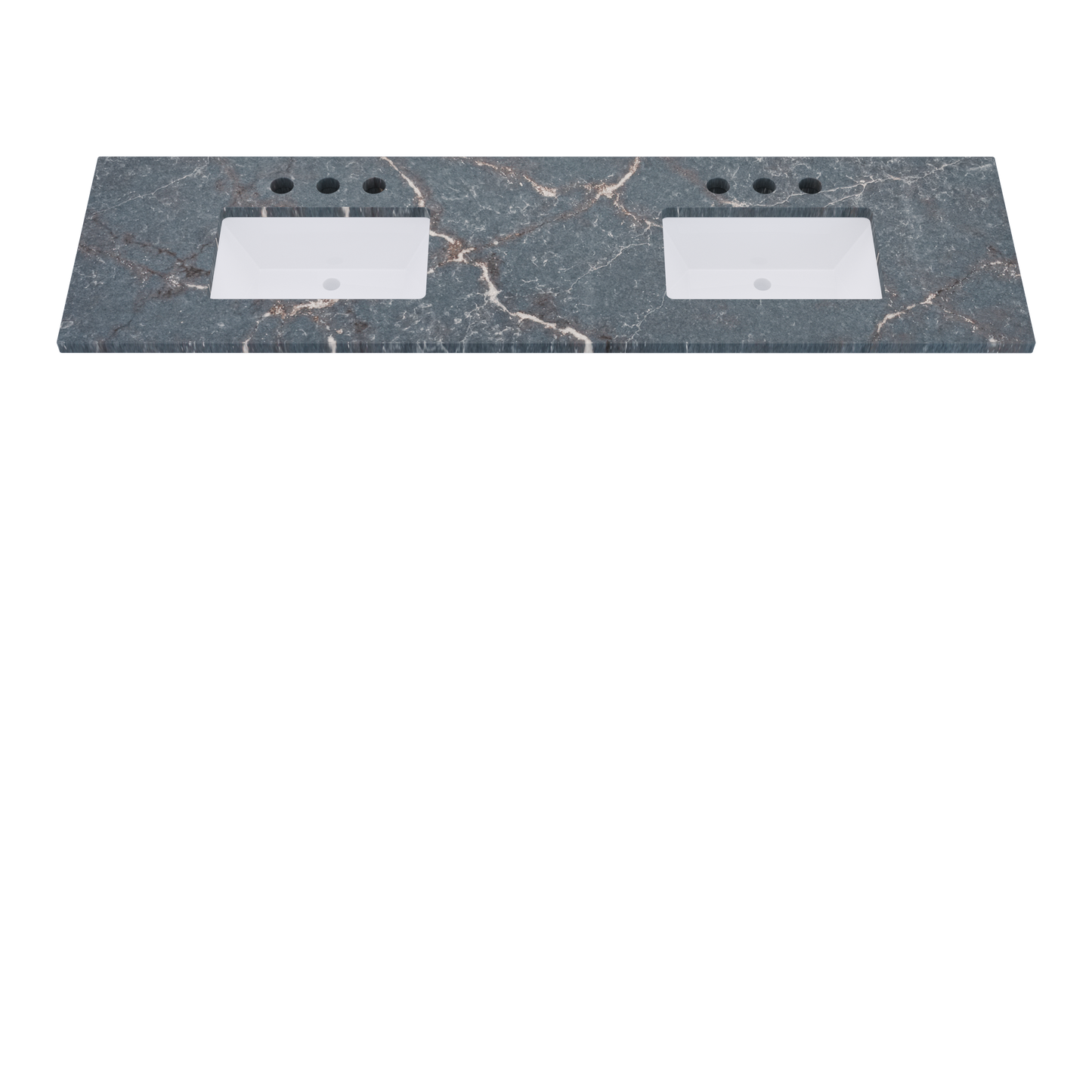 79" Vanderloc Silestone® Quartz Bathroom Vanity Top | Double Rectangle Sink | Centered in Parisien Bleu