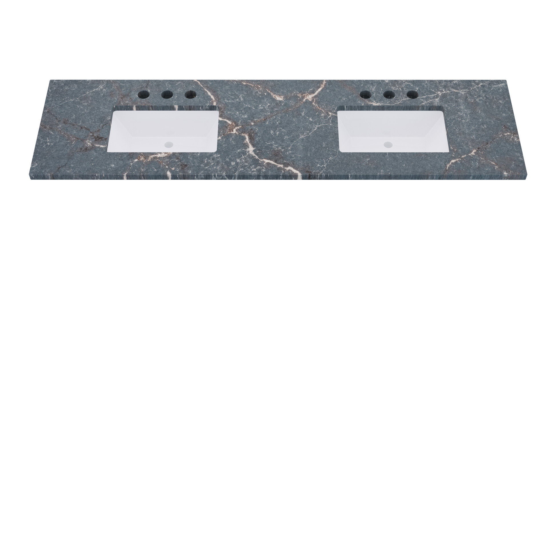 79" Vanderloc Silestone® Quartz Bathroom Vanity Top | Double Rectangle Sink | Centered in Parisien Bleu
