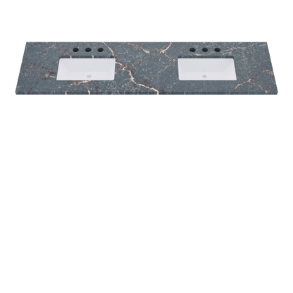 79" Vanderloc Silestone® Quartz Bathroom Vanity Top | Double Rectangle Sink | Centered in Parisien Bleu