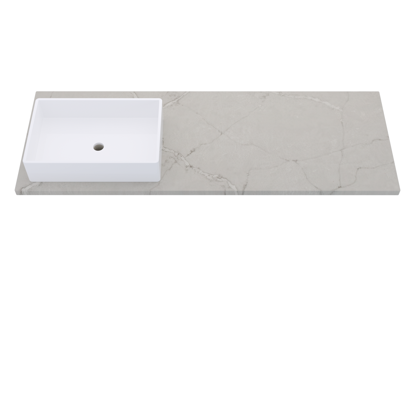 61" Vanderloc Silestone® Quartz Bathroom Vanity Top | Single Rectangle Sink | Offset in Victorian Silver