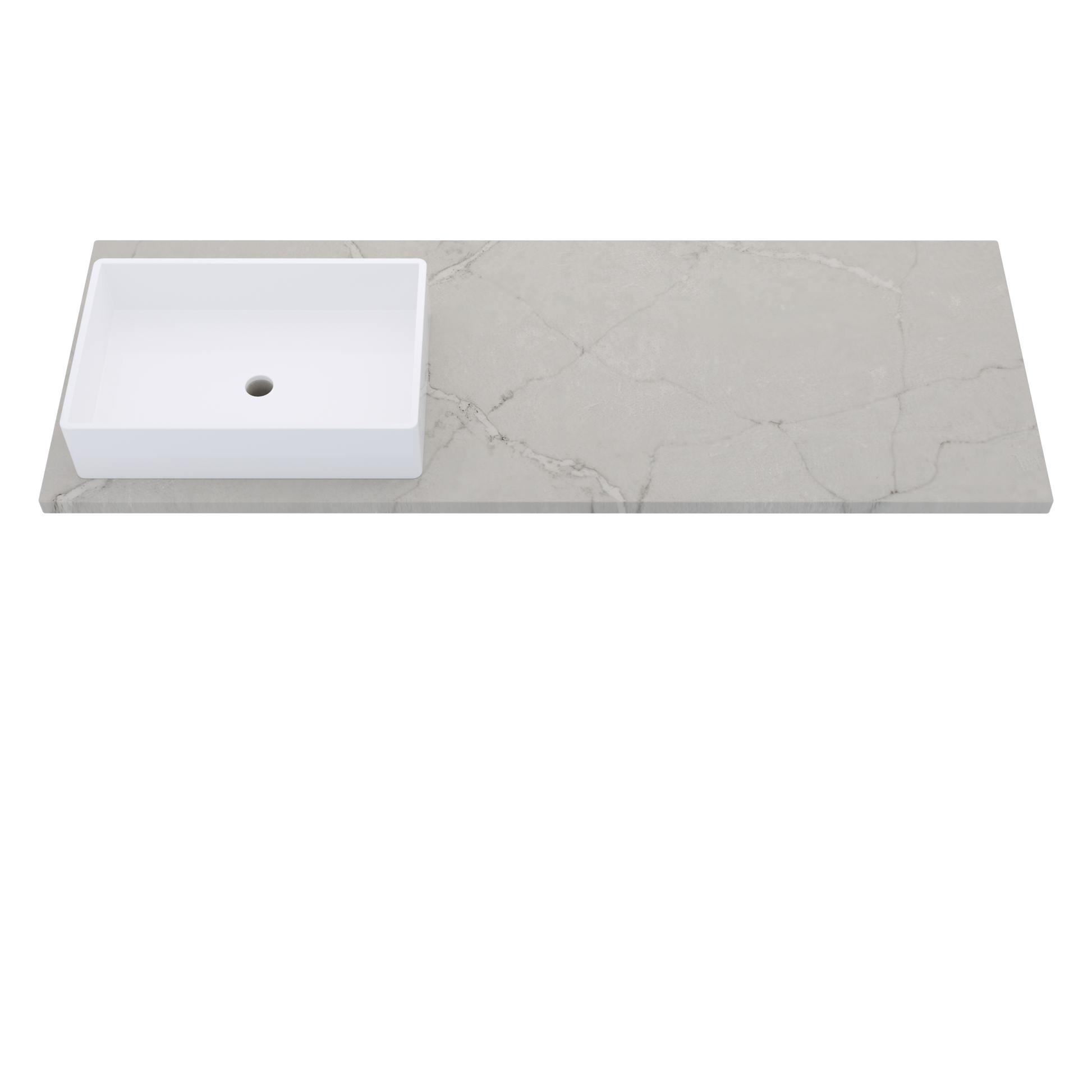 61" Vanderloc Silestone® Quartz Bathroom Vanity Top | Single Rectangle Sink | Offset in Victorian Silver