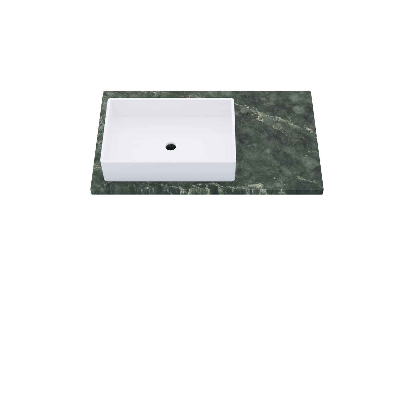 37" Vanderloc Silestone® Quartz Bathroom Vanity Top | Single Rectangle Sink | Offset in Jardin Emerald