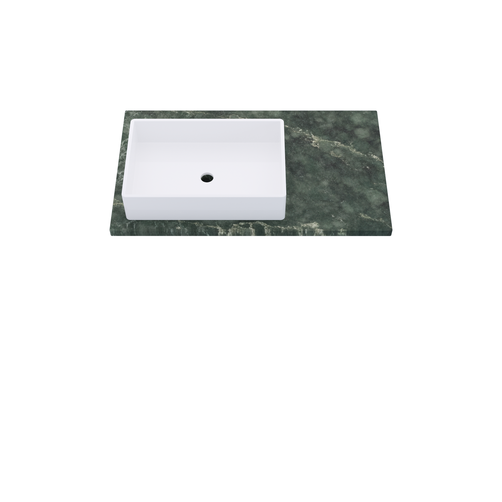 37" Vanderloc Silestone® Quartz Bathroom Vanity Top | Single Rectangle Sink | Offset in Jardin Emerald