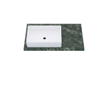 37" Vanderloc Silestone® Quartz Bathroom Vanity Top | Single Rectangle Sink | Offset in Jardin Emerald