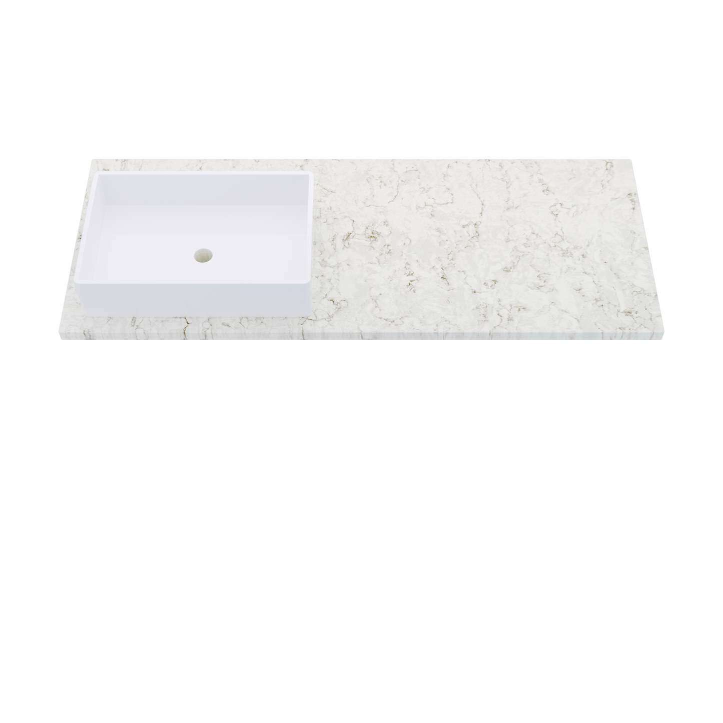55" Vanderloc Silestone® Quartz Bathroom Vanity Top | Single Rectangle Sink | Offset in Lusso