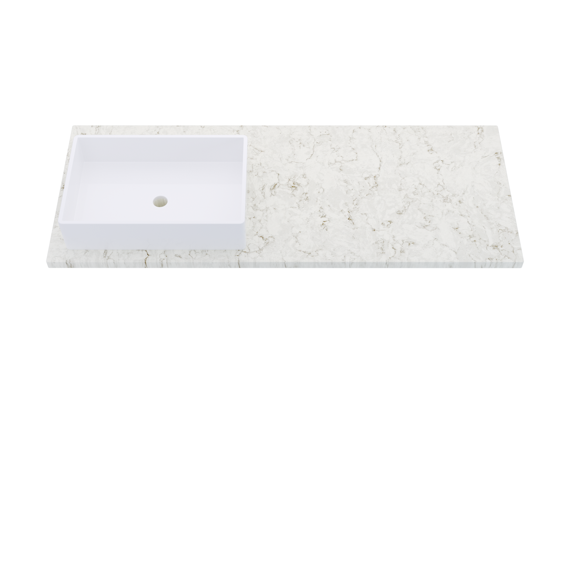 55" Vanderloc Silestone® Quartz Bathroom Vanity Top | Single Rectangle Sink | Offset in Lusso