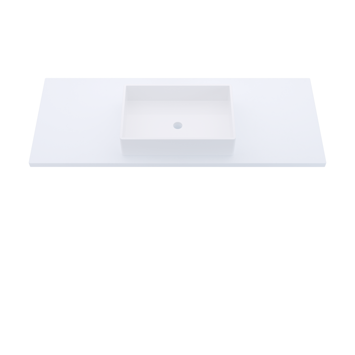 55" Vanderloc Silestone® Quartz Bathroom Vanity Top | Single Vigo Sink | Centered in Miami White