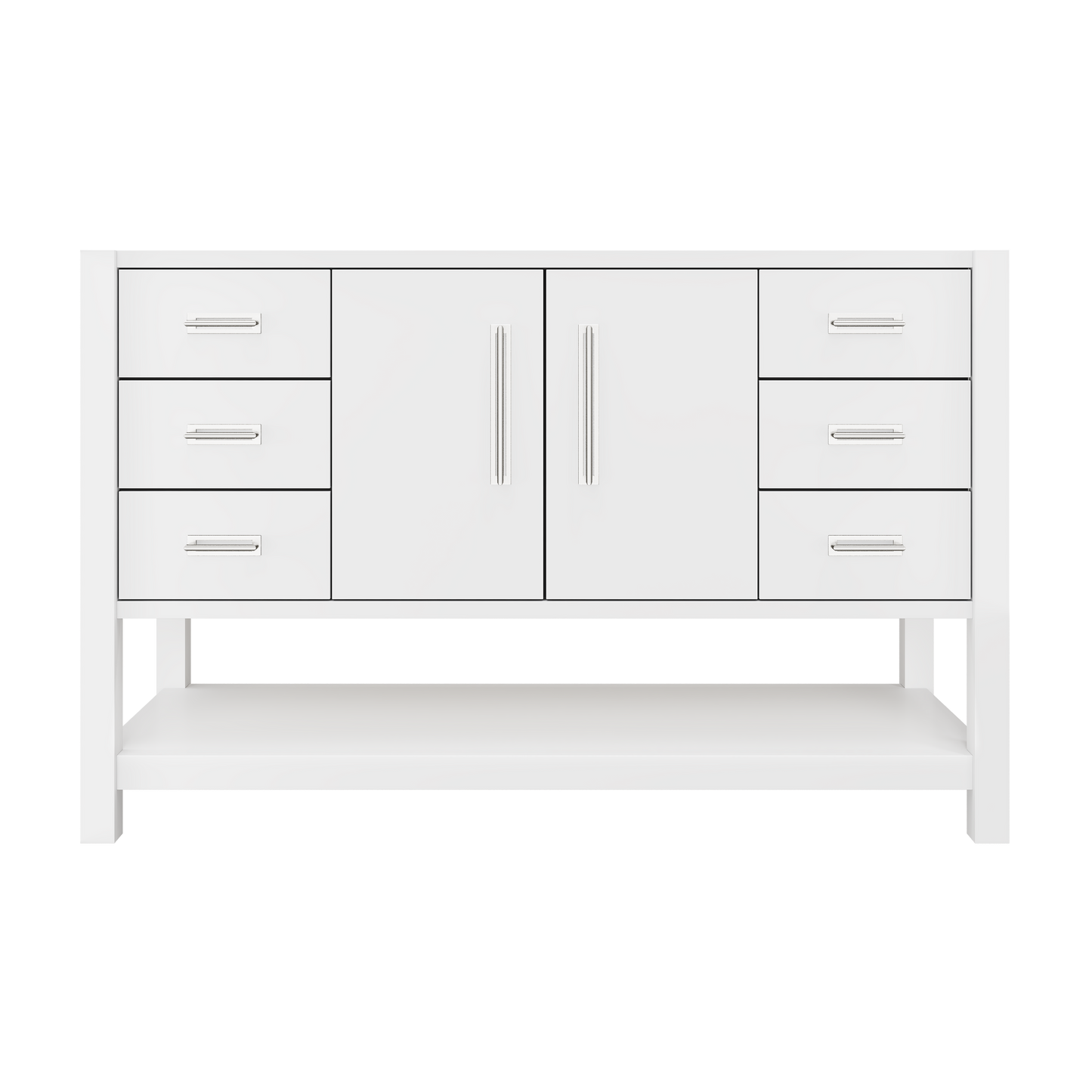 Kiawah Single Extra-Wide Bath Vanity 54in Pure White Polished Chrome