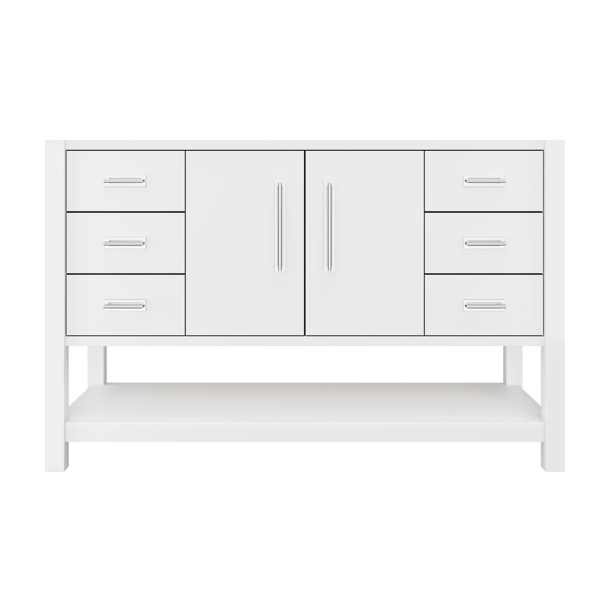Kiawah Single Extra-Wide Bath Vanity 54in Pure White Polished Chrome