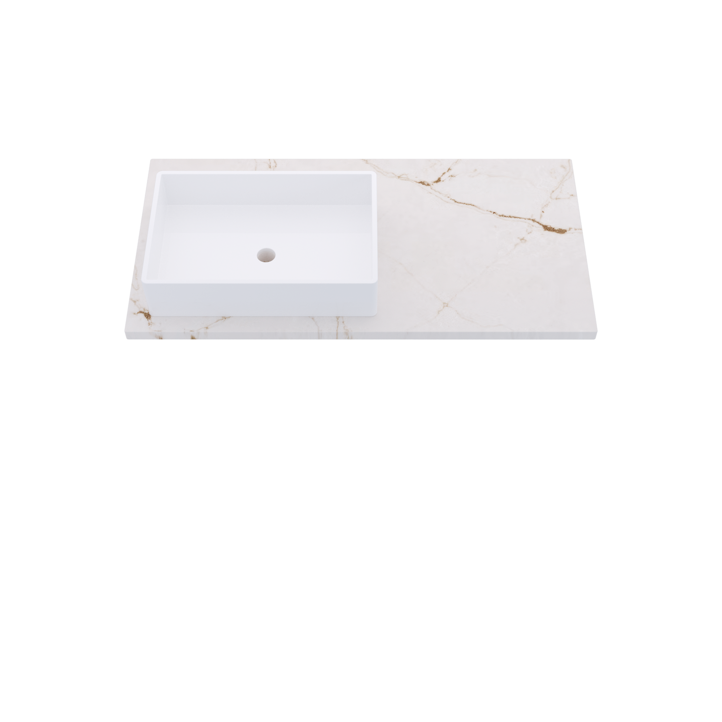 43" Vanderloc Silestone® Quartz Bathroom Vanity Top | Single Rectangle Sink | Offset in Versailles Ivory