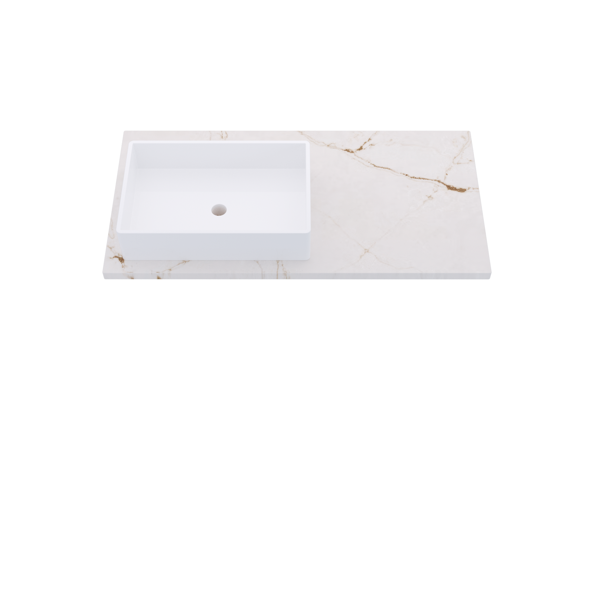 43" Vanderloc Silestone® Quartz Bathroom Vanity Top | Single Rectangle Sink | Offset in Versailles Ivory