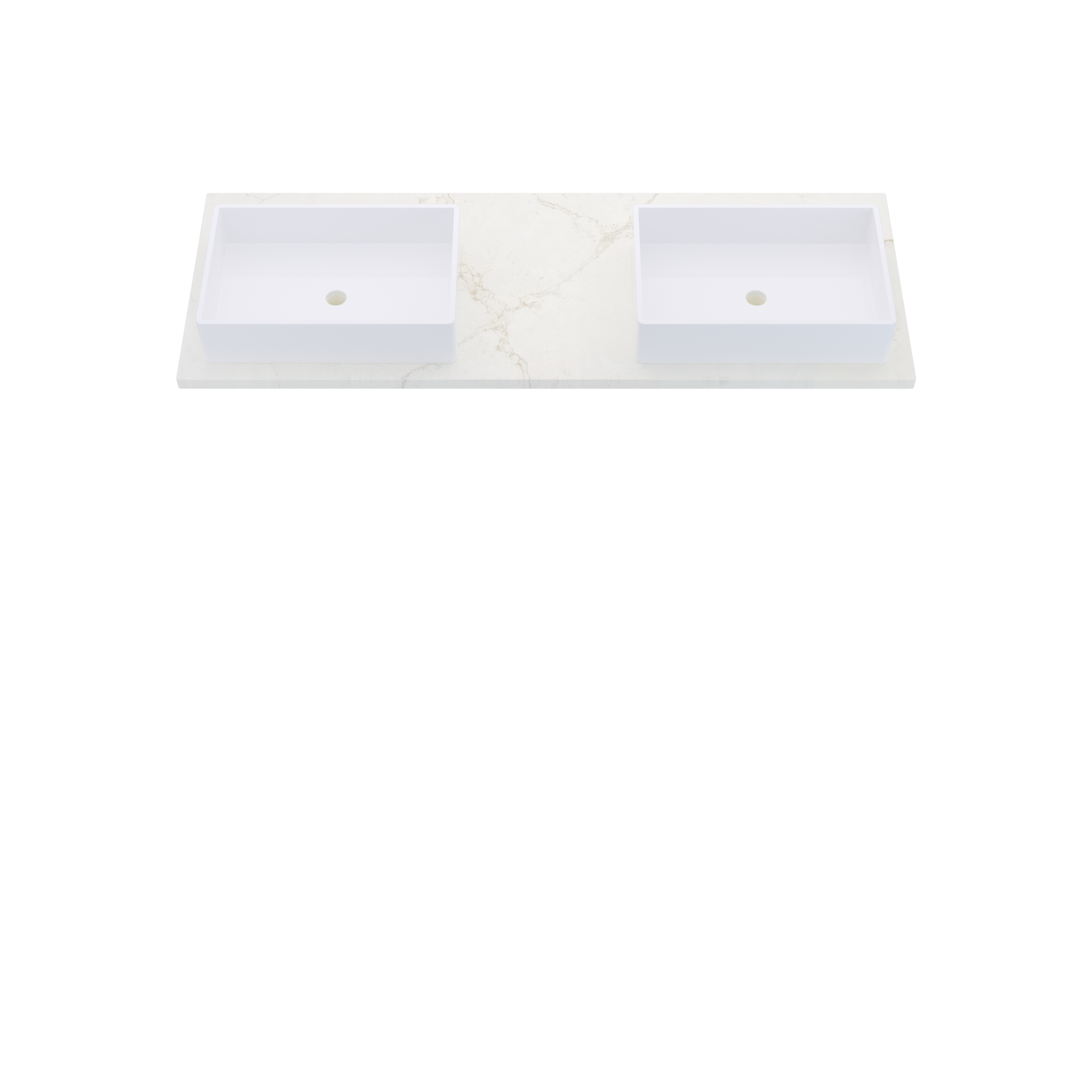61" Vanderloc Silestone® Quartz Bathroom Vanity Top | Double Vigo Sink | Offset in Blanc Elysee