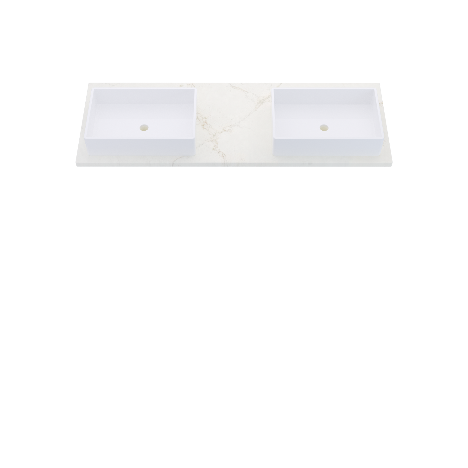 61" Vanderloc Silestone® Quartz Bathroom Vanity Top | Double Vigo Sink | Offset in Blanc Elysee
