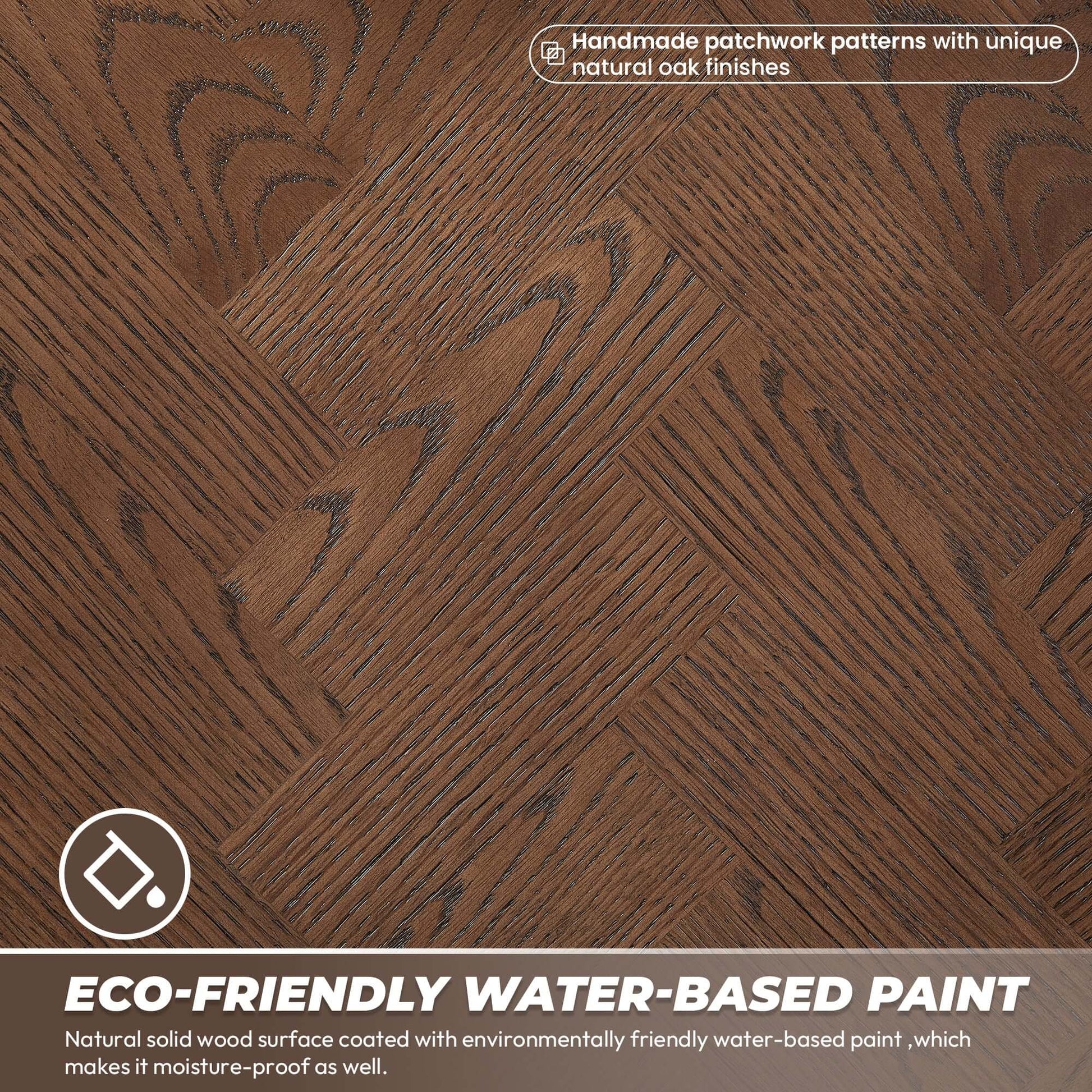 Eco-friendly water-based paint on handmade oak pattern surface with moisture-proof finish