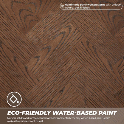 Handmade patchwork pattern of natural oak finish with eco-friendly water-based paint