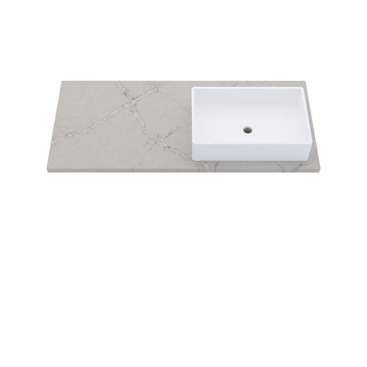 49" Vanderloc Silestone® Quartz Bathroom Vanity Top | Single Vigo Sink | Offset in Victorian Silver