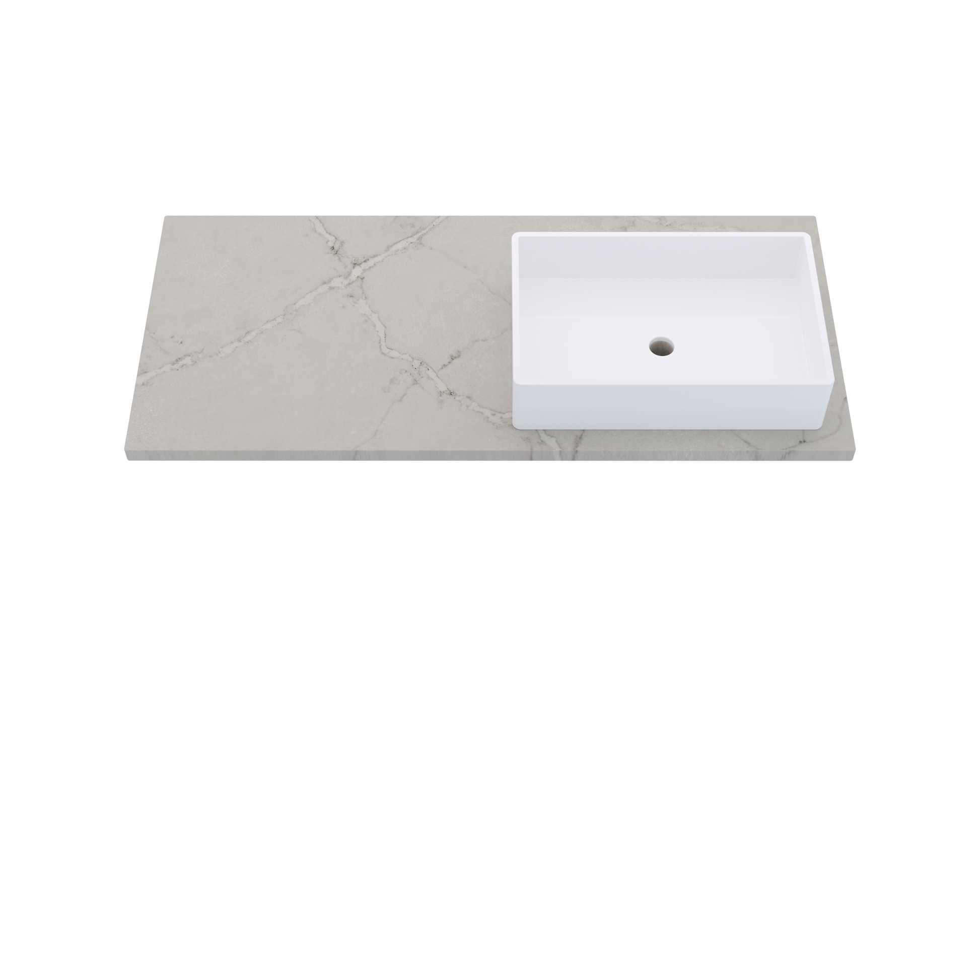 49" Vanderloc Silestone® Quartz Bathroom Vanity Top | Single Vigo Sink | Offset in Victorian Silver