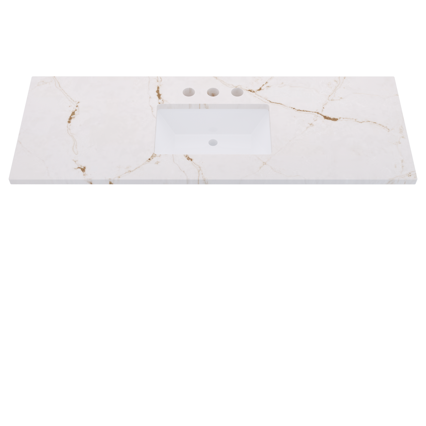 61" Vanderloc Silestone® Quartz Bathroom Vanity Top | Single Rectangle Sink | Centered in Versailles Ivory