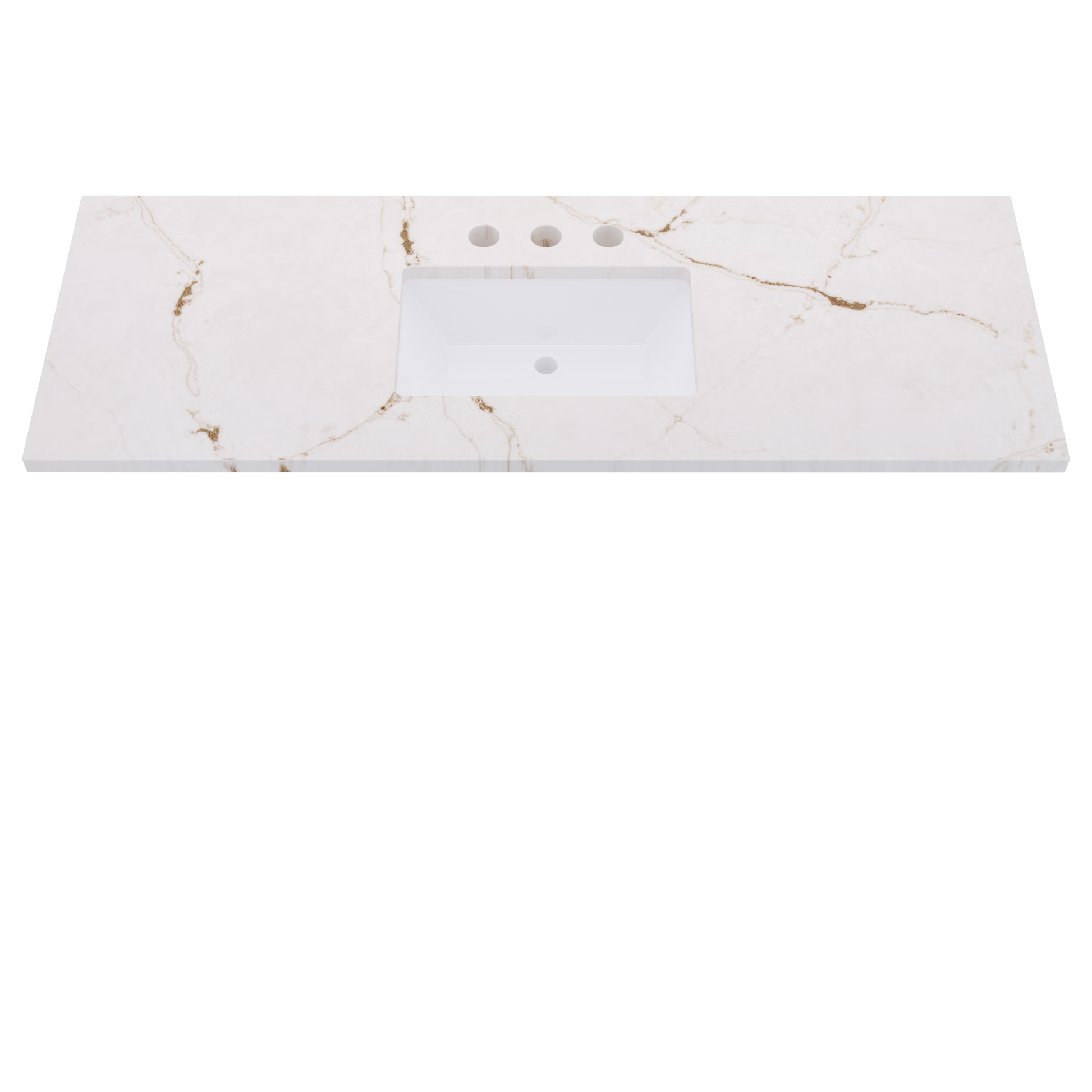 61" Vanderloc Silestone® Quartz Bathroom Vanity Top | Single Rectangle Sink | Centered in Versailles Ivory