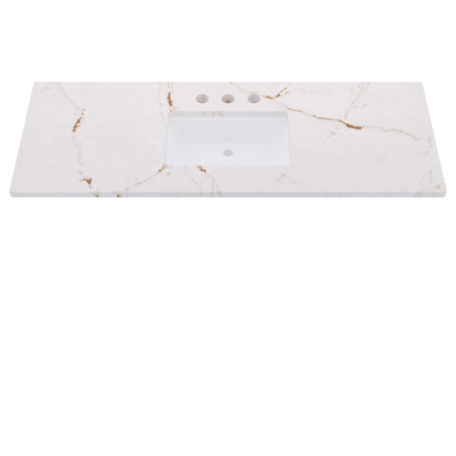 61" Vanderloc Silestone® Quartz Bathroom Vanity Top | Single Rectangle Sink | Centered in Versailles Ivory