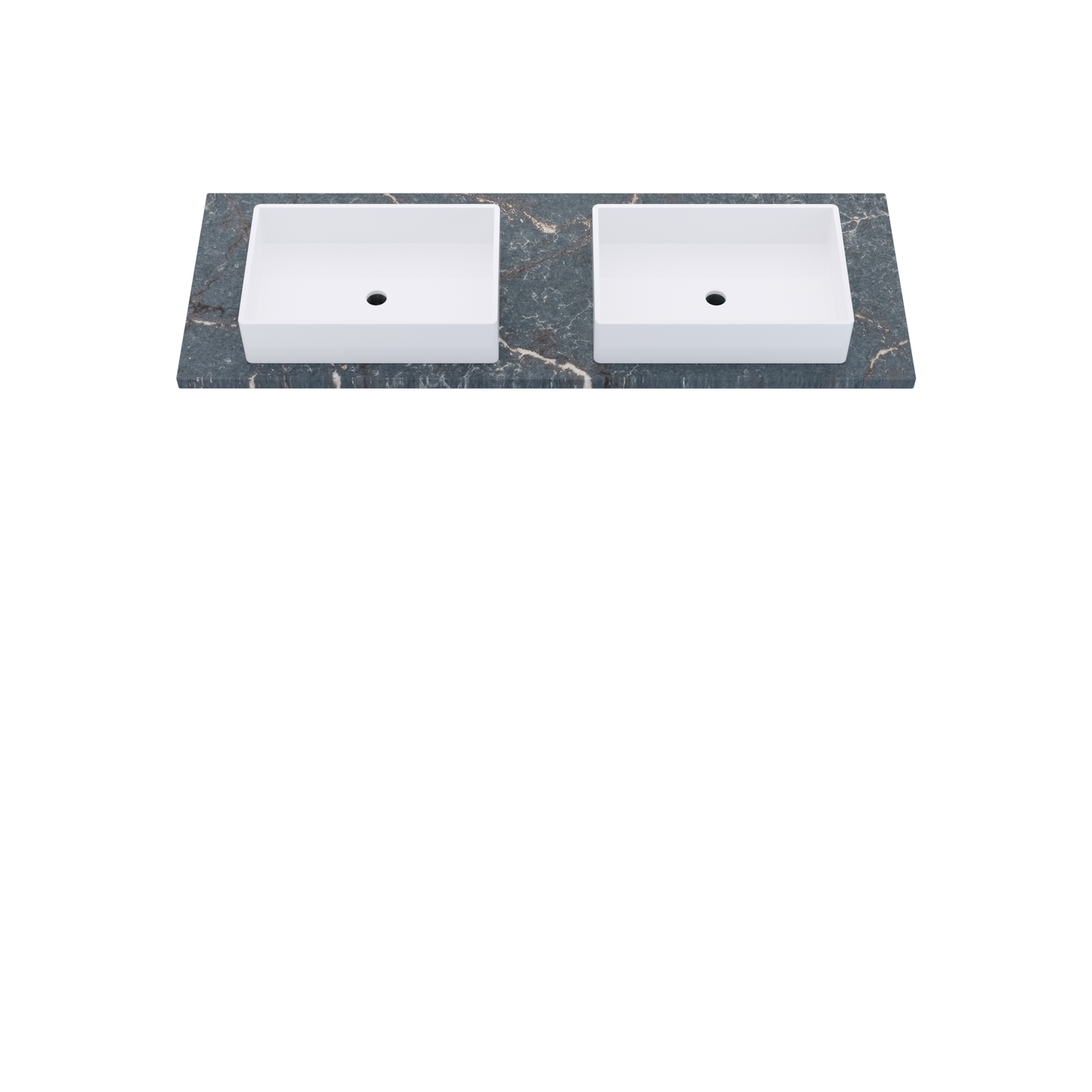 61" Vanderloc Silestone® Quartz Bathroom Vanity Top | Double Vigo Sink | Centered in Parisien Bleu