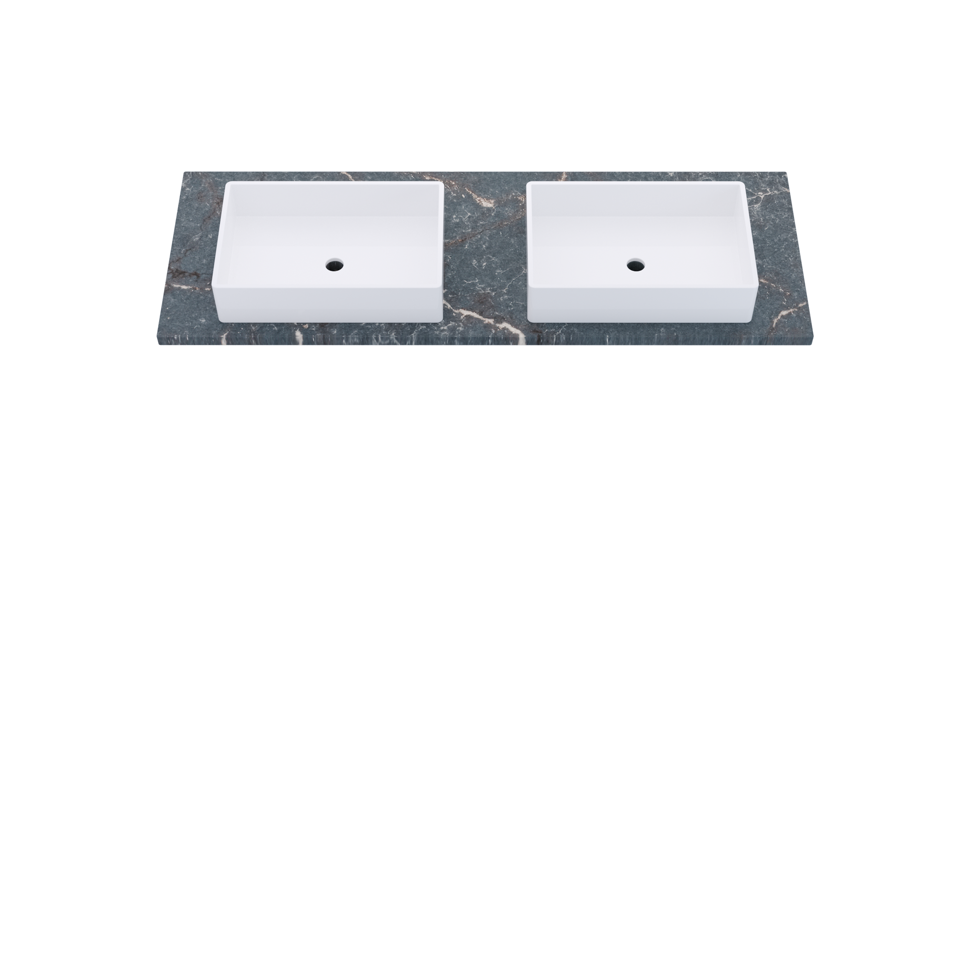 61" Vanderloc Silestone® Quartz Bathroom Vanity Top | Double Vigo Sink | Centered in Parisien Bleu
