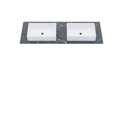 61" Vanderloc Silestone® Quartz Bathroom Vanity Top | Double Vigo Sink | Centered in Parisien Bleu