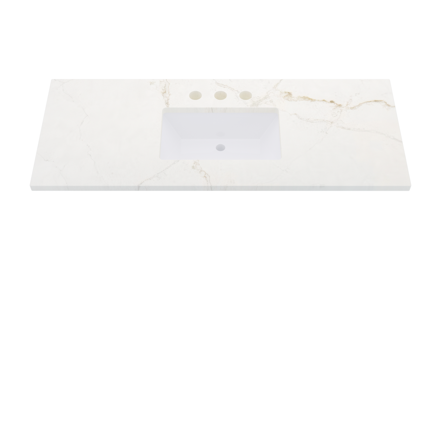 55" Vanderloc Silestone® Quartz Bathroom Vanity Top | Single Rectangle Sink | Centered in Blanc Elysee