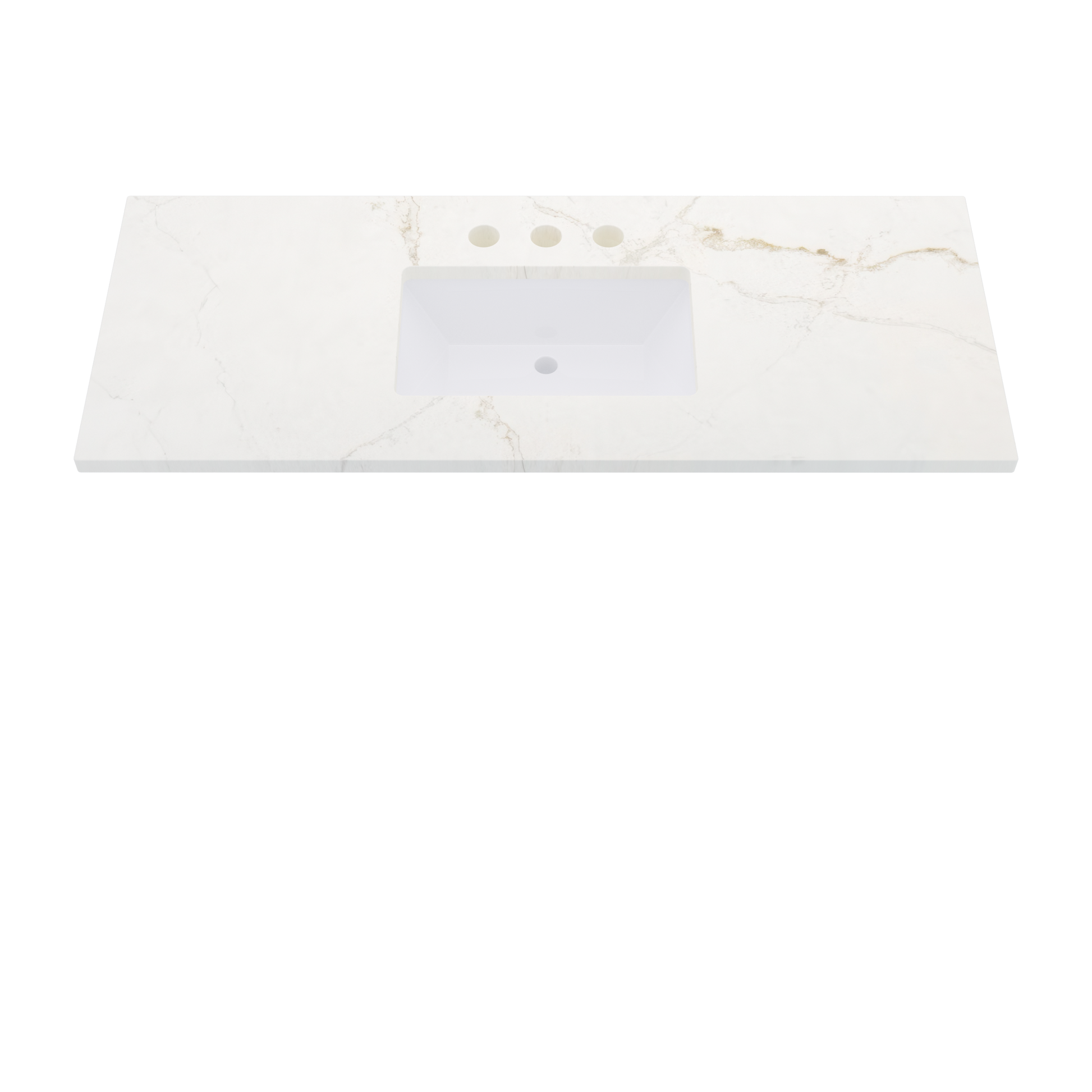 55" Vanderloc Silestone® Quartz Bathroom Vanity Top | Single Rectangle Sink | Centered in Blanc Elysee