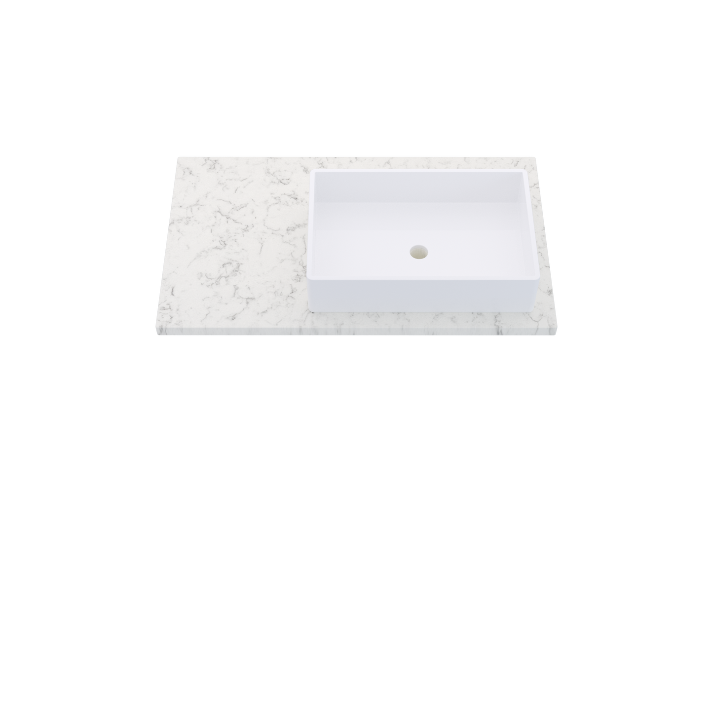 37" Vanderloc Silestone® Quartz Bathroom Vanity Top | Single Vigo Sink | Offset in Lyra