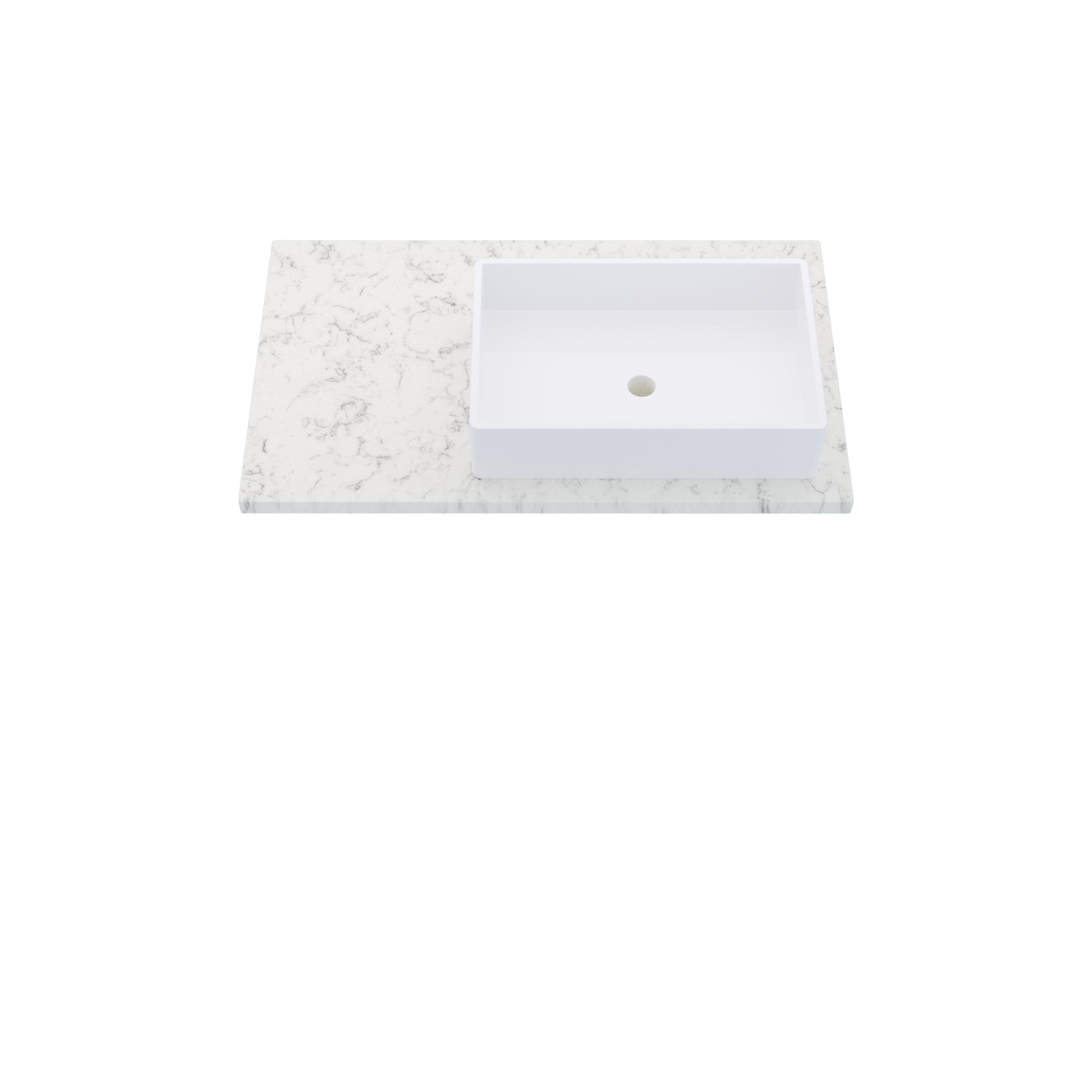 37" Vanderloc Silestone® Quartz Bathroom Vanity Top | Single Vigo Sink | Offset in Lyra