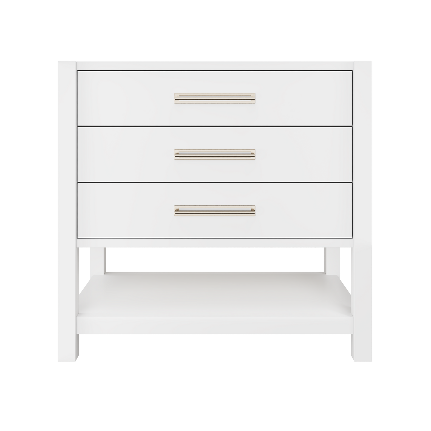 Kiawah 3-Drawer Single Bath Vanity 36in Pure White Satin Nickel