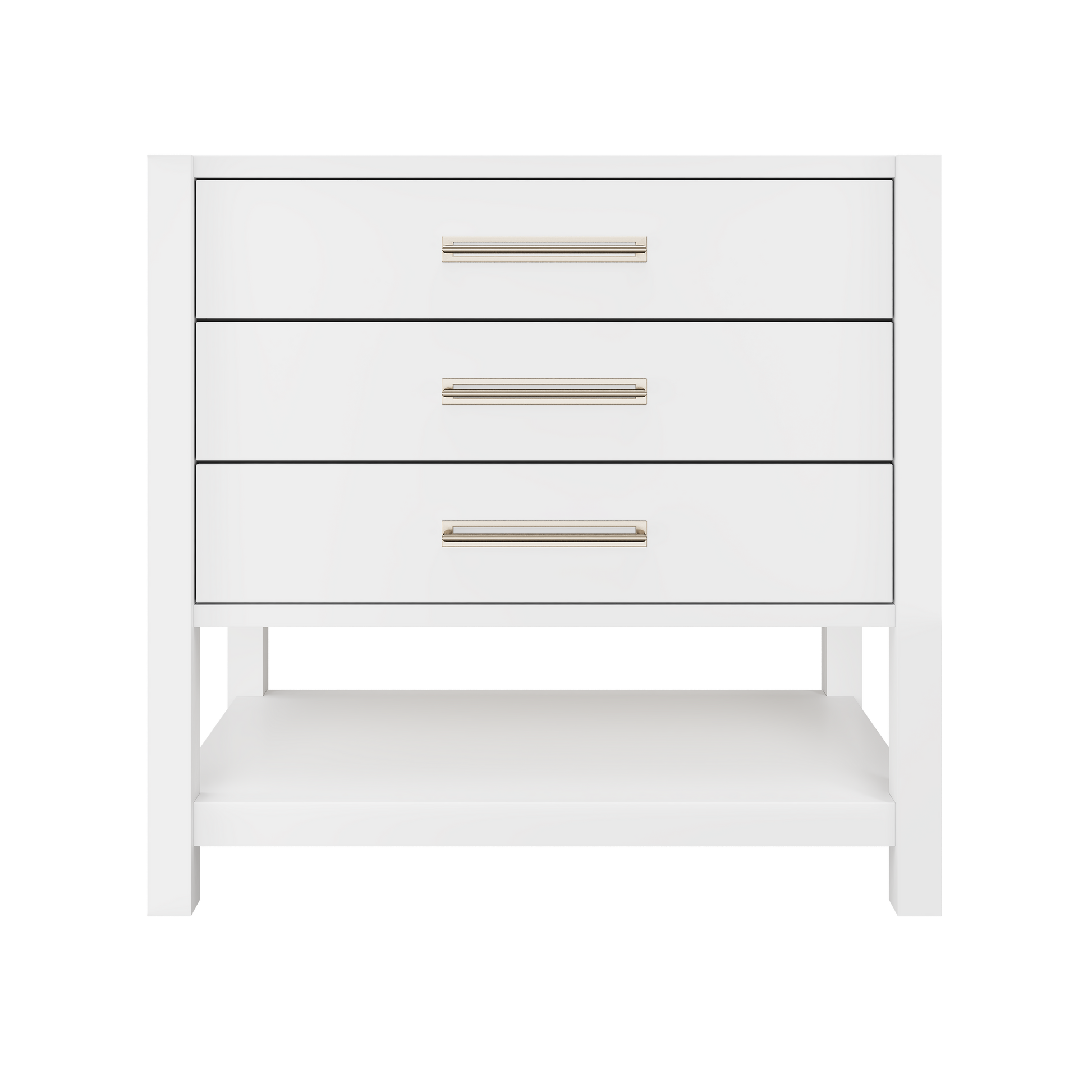 Kiawah 3-Drawer Single Bath Vanity 36in Pure White Satin Nickel