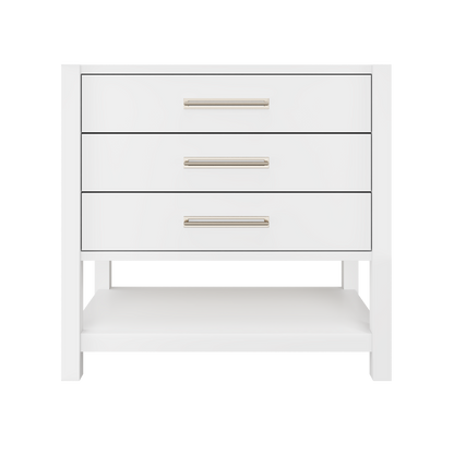Kiawah 3-Drawer Single Bath Vanity 36in Pure White Satin Nickel