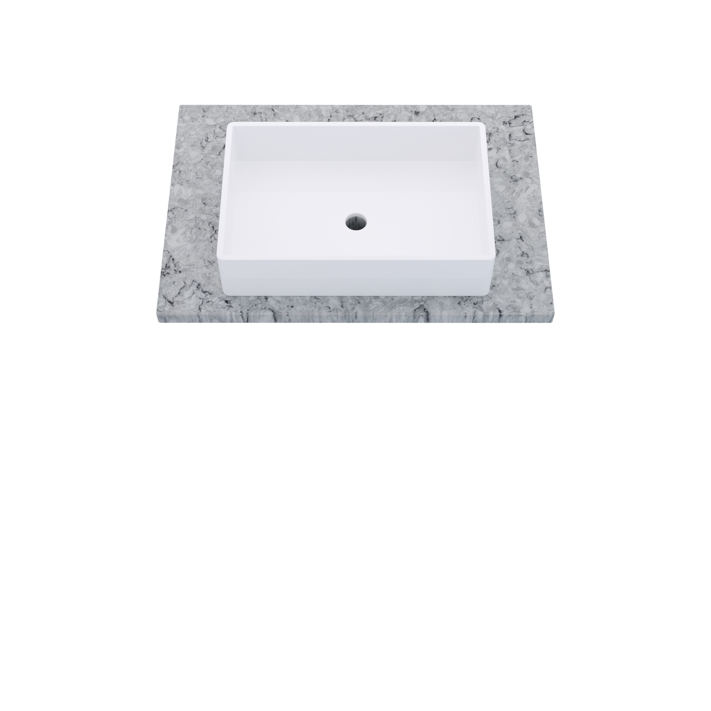 31" Vanderloc Silestone® Quartz Bathroom Vanity Top | Single Vigo Sink | Centered in Pietra