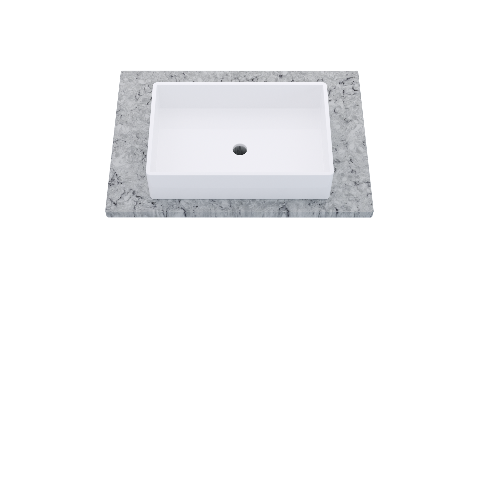 31" Vanderloc Silestone® Quartz Bathroom Vanity Top | Single Vigo Sink | Centered in Pietra