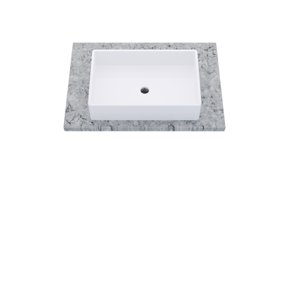 31" Vanderloc Silestone® Quartz Bathroom Vanity Top | Single Vigo Sink | Centered in Pietra