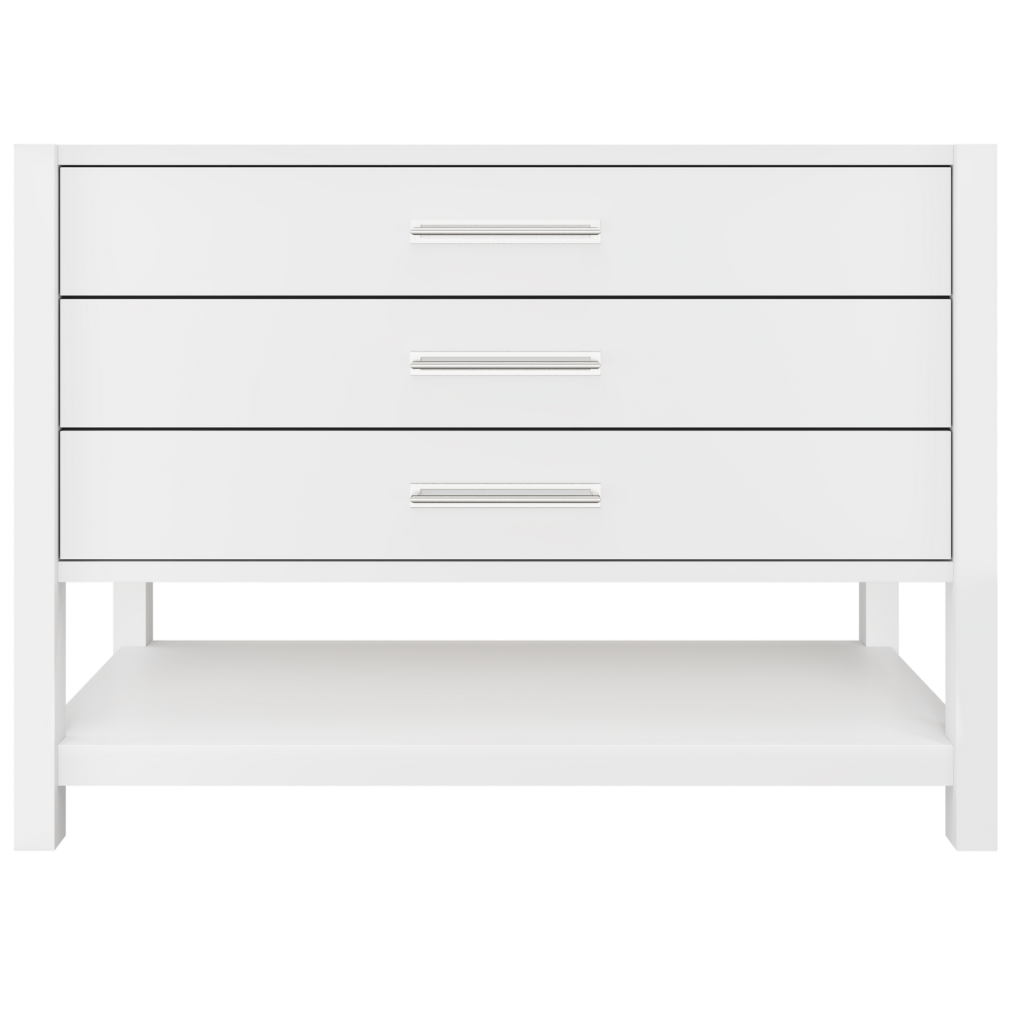Kiawah 3-Drawer Single Bath Vanity 48in Pure White Polished Chrome