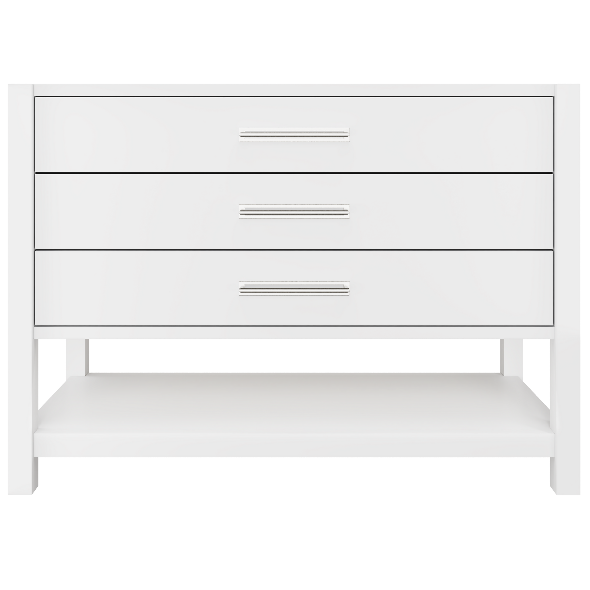 Kiawah 3-Drawer Single Bath Vanity 48in Pure White Polished Chrome