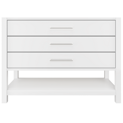 Kiawah 3-Drawer Single Bath Vanity 48in Pure White Polished Chrome